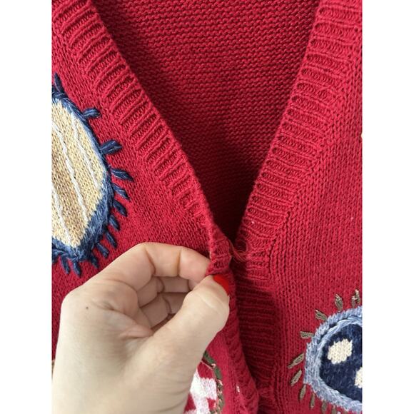 Heirloom Collectibles Valentine's Heart Embroidered Knit Sweater Vest Red 1X - Picture 5 of 8